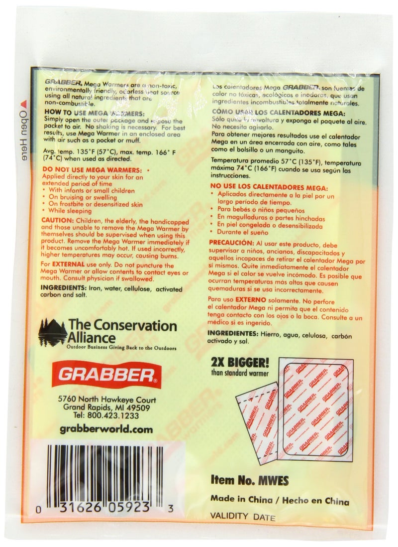 Grabber Mega Warmers, 18+ Hours Maximum Heat- 1 Count , 1.9 Ounce - Image 2